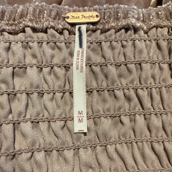 Free People mini dress velvet smocked pleated boho cocktail party Medium - Picture 7 of 9